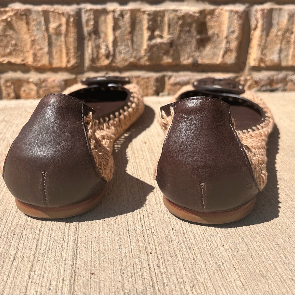 Tory Burch Size 10 Crochet Woven Leather Slip On Ballet Flats Sandals - Picture 7 of 7